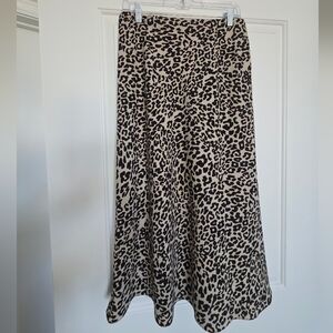 LOFT. MEDIUM. Leopard Print Maxi Slip Skirt - Beige and Black